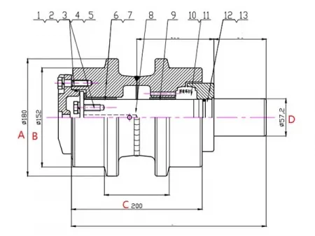 Rolete superior para escavadeira Volvo EC290