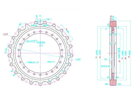 Roda motriz para escavadora Volvo EC210