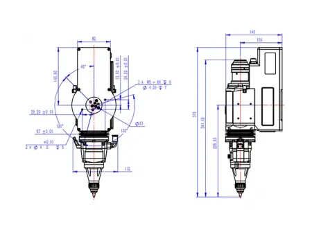 Cabeçote de corte a laser robótico 3D com foco manual (3kW)