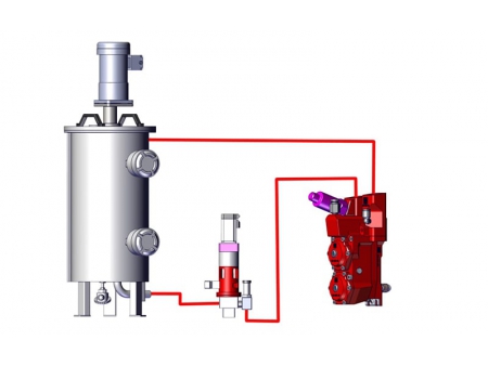 Sistema de abastecimento com bomba de tambor de três componentes