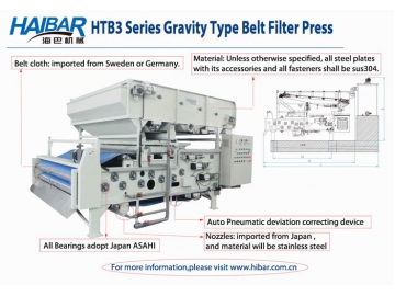 Filtro prensa de correia gravítico para espessamento-desaguamento – série HTB3