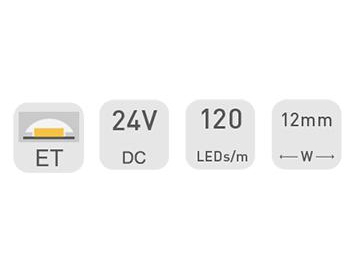 Fita LED decorativa para alumínio  12mm 24V DS8120