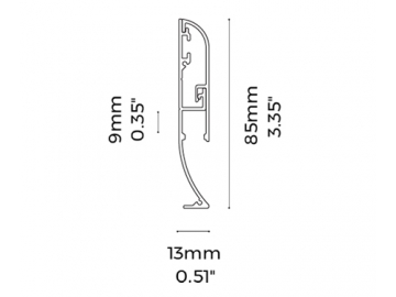 Perfil de alumínio de canto para luminária linear LG8513