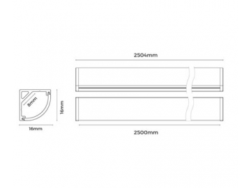 Perfil de alumínio de canto para luminária LED linear  LG1616C