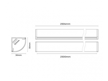 Perfil de alumínio de canto para luminária linear LED  LG3030C(B)