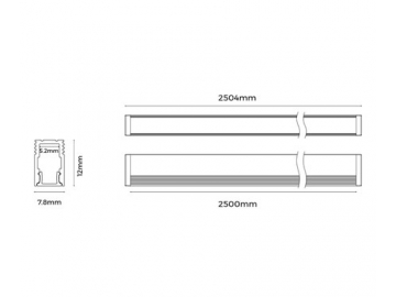 Perfil de alumínio para luminária tubular para mobiliário  LS0812