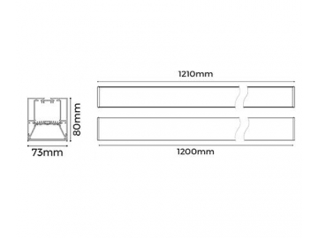 Perfil de alumínio para luminária LED tubular de interiores  LS70