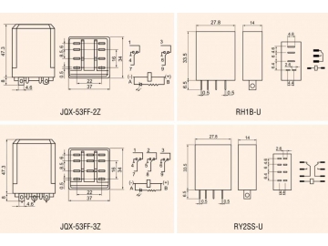 Relé Auxiliar Universal Séries JQX-53FF/RH1B/RY2SS