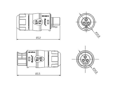 Modelo BC01: Conectores DIN (3 pinos)