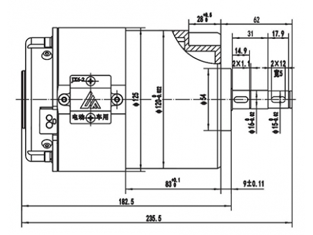 Motor de acionamento (eixo horizontal / deslocamento horizontal) 750W, PMDC motor escovado ZD125B2