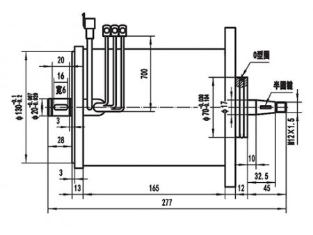 Motor de acionamento (eixo vertical / deslocamento vertical) 1200W (2900 RPM), PMDC motor sem escova TF120AH