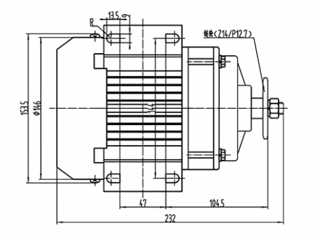 Motor de acionamento 350-750W, PMDC motor sem escova TF120AHF