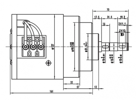 Motor de acionamento (eixo horizontal / deslocamento horizontal) 900W (3100 RPM), PMDC motor sem escova TF110AH2