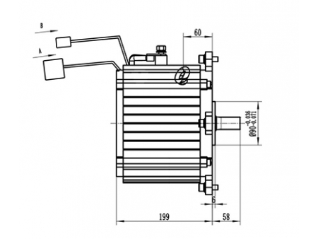 Motor de tração 6000-11000W, PMDC motor sem escova TZ210BX-T