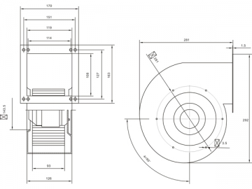 Ventilador Centrífugo Curvo de Pás Adiante