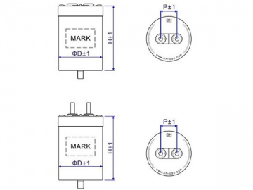 Capacitor de polipropileno metalizado DC-Link, em forma redonda