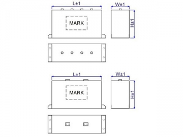 Capacitor de polipropileno metalizado DC-Link, em forma quadrada