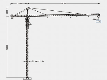 Grua torre/Guindaste de torre tipo cabeça de martelo, QTZ80 (5613)