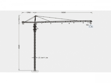 Grua torre/Guindaste de torre tipo cabeça de martelo, QTZ80 (5613)