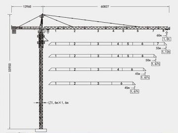 Grua torre/Guindaste de torre tipo cabeça de martelo, QTZ80 (6010)