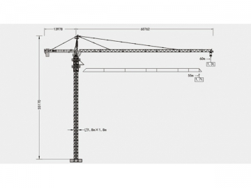 Grua torre/Guindaste de torre tipo cabeça de martelo, QTZ100 (6013)