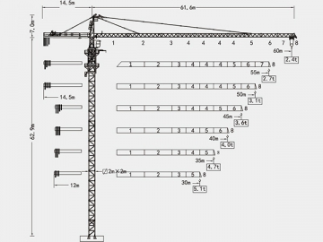 Grua torre/Guindaste de torre tipo cabeça de martelo, QTZ160 (6024)