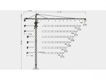 Grua torre/Guindaste de torre tipo cabeça de martelo, QTZ160 (6024)