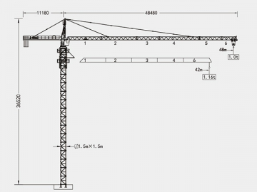 Guindaste de torre/Grua torre tipo cabeça de martelo, QTZ50 (4810)