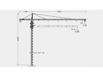 Guindaste de torre/Grua torre tipo cabeça de martelo, QTZ50 (5008)