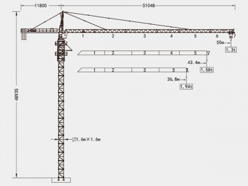 Guindaste de torre/Grua torre tipo cabeça de martelo, QTZ63 (5013)