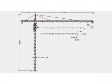 Guindaste de torre/Grua torre tipo cabeça de martelo, QTZ63 (5013)