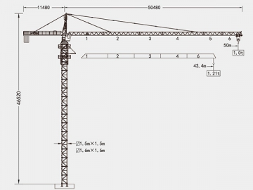 Guindaste de torre/Grua torre tipo cabeça de martelo, QTZ63 (5510)