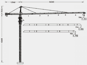 Grua torre/Guindaste de torre tipo cabeça de martelo, QTZ80 (5612)