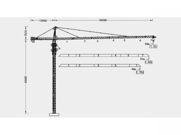 Grua torre/Guindaste de torre tipo cabeça de martelo, QTZ80 (5612)