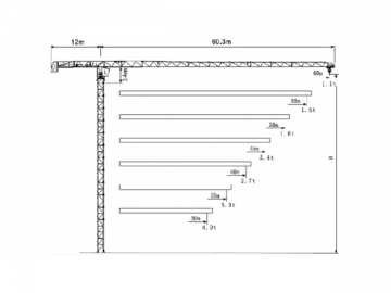 Guindaste de torre/Grua torre flat top, QTZ80 (6011.6)