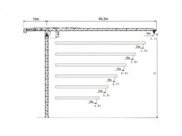 Guindaste de torre/Grua torre flat top, QTZ80 (6011,8)