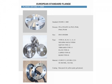 Flange padrão Europeu