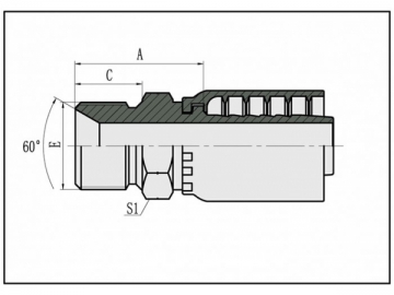 União de assento cônico 60°BSP