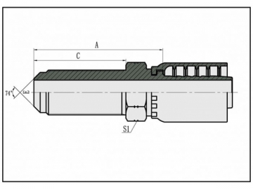 Adaptador cônico 74°JIC