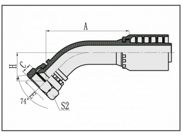 Adaptador cônico 74°JIC