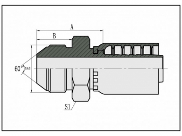 União de assento cônico 60°JIS GAS BSP