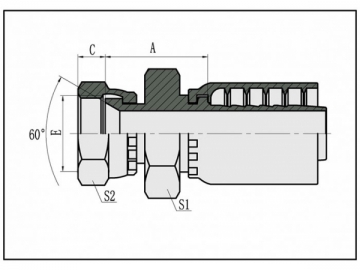 União de assento cônico 60°JIS GAS BSP