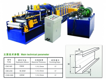 Máquina para fabricar perfil de aço em C